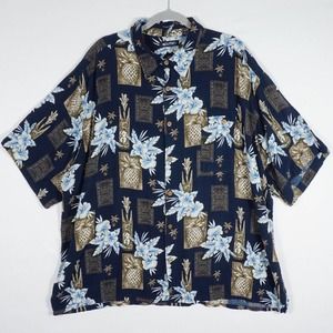 Puritan Mens Shirt Size 3XL 54/56 Button Front Pocket Collared Blue Rayon